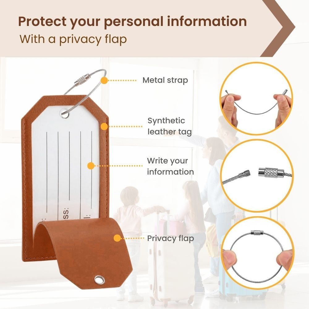 Leather Lightweight Luggage Travel Tag with Iron Wire Lock
