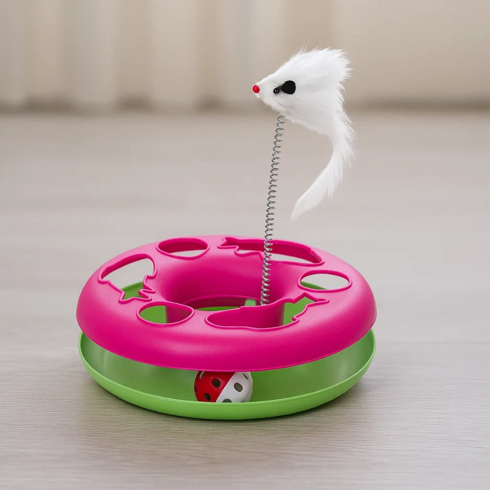 Cat Toy Chase Game with Ball and Mouse on Spring