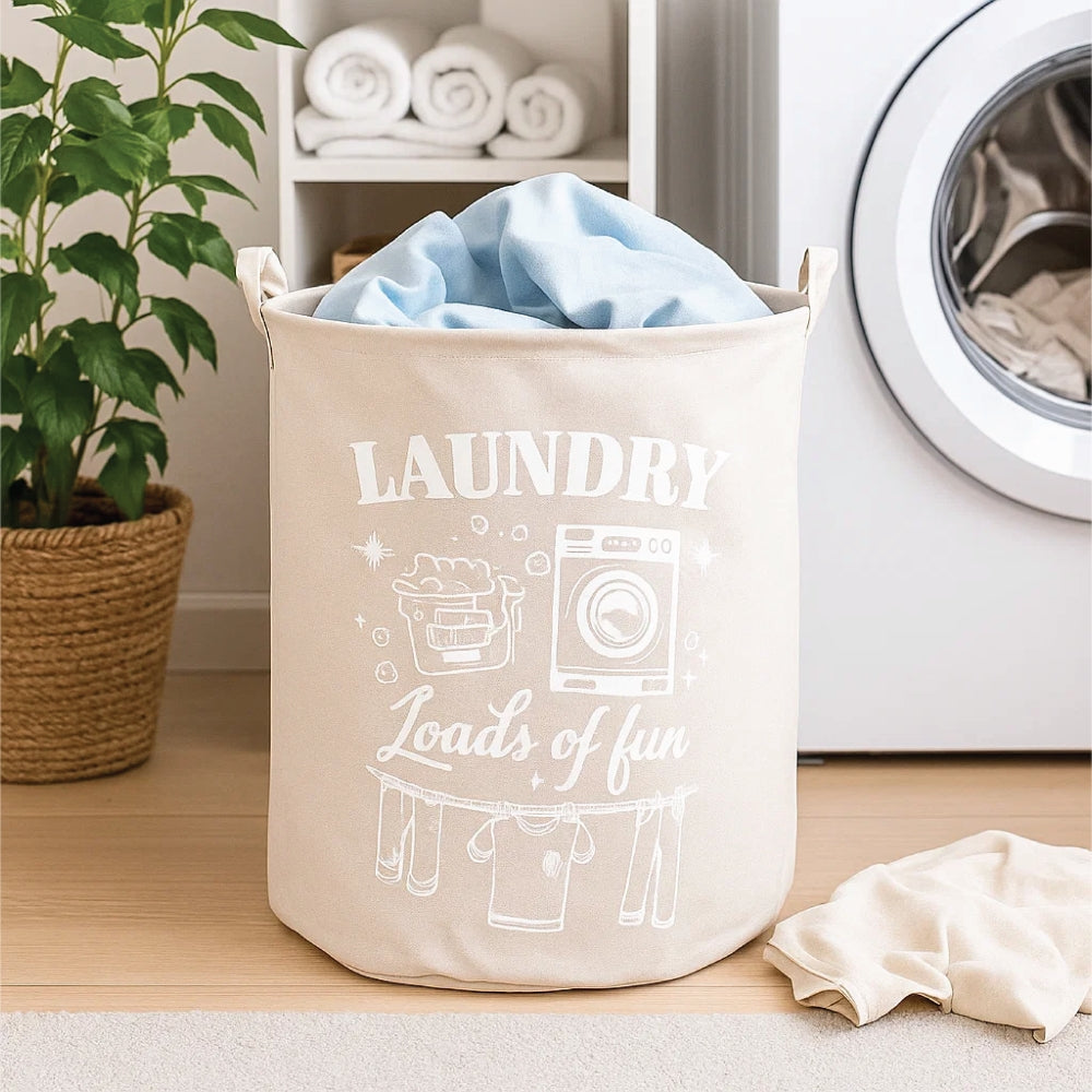 Cotton Laundry Basket – Fabric Bag with Fun Printed Designs, 3 Colours
