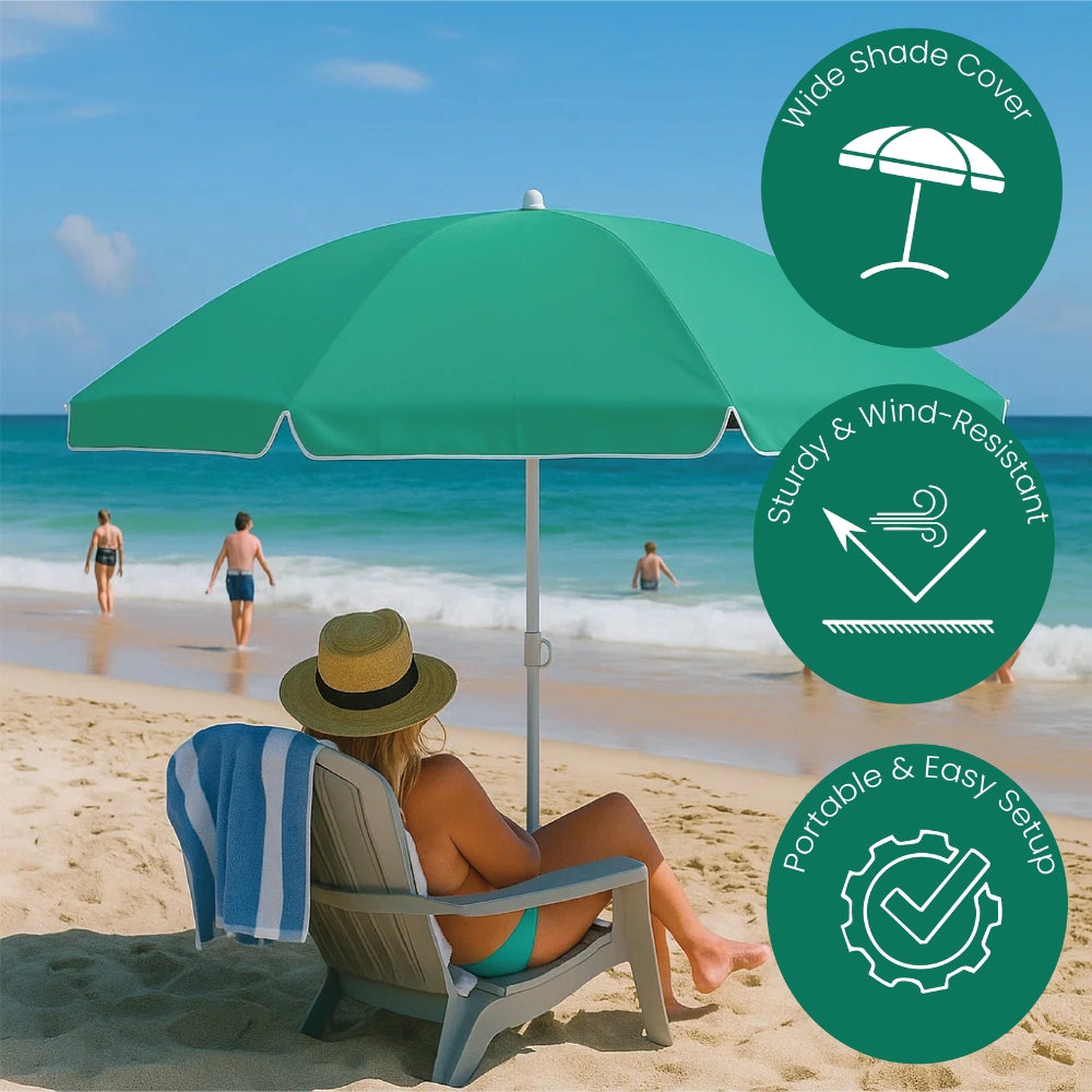 PVC Colorful Beach Umbrella – Portable Outdoor Umbrella Shade in 4 Colours