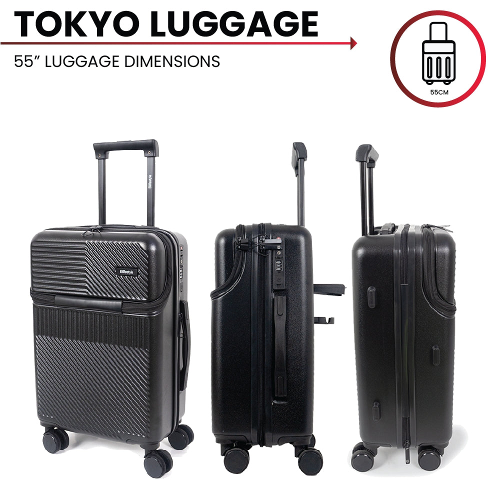 Tokyo Smart 55cm Hardshell Carry-On with Laptop Compartment – Jet Black
