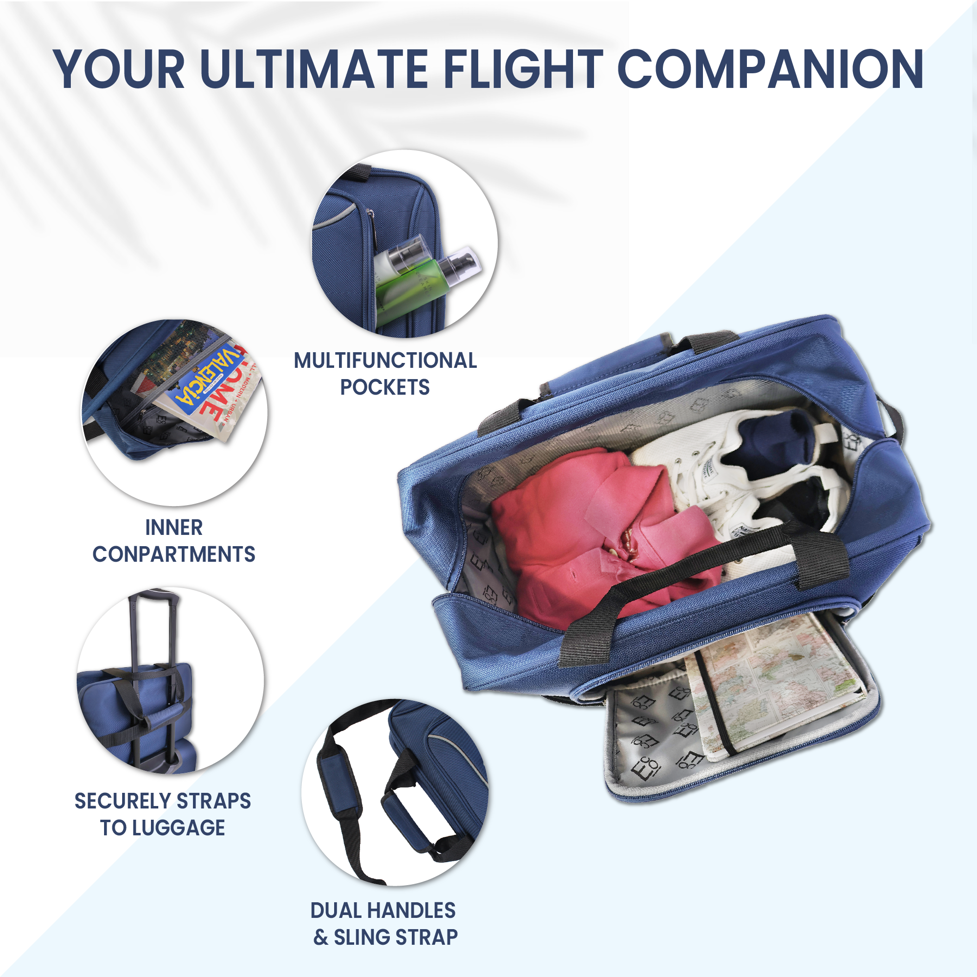 Monaco Soft Luggage Set of 4 Pieces - Navy Blue