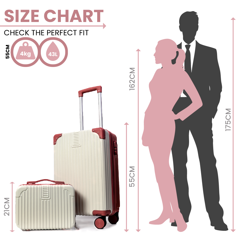 Dubai Hard Shell Carry-On Suitcase with Cosmetic Case - Rose Gold