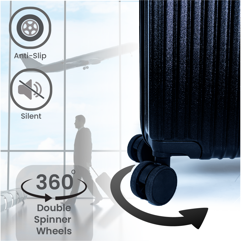 Dubai Hard Shell Carry-On Suitcase with Cosmetic Case - Jet Black