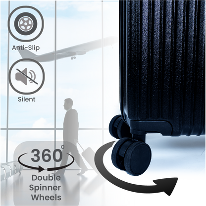 Dubai Hard Shell Carry-On Suitcase with Cosmetic Case - Jet Black