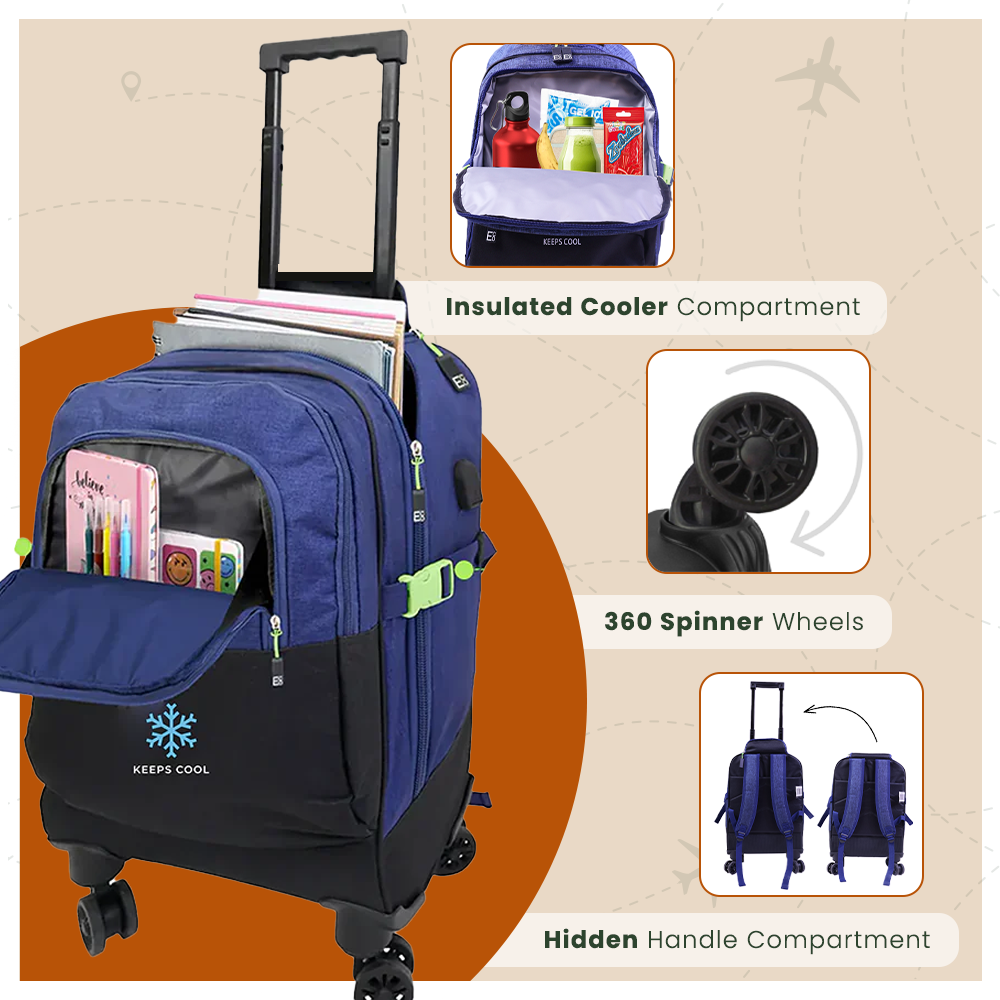 Mochila Spinner Trolley con compartimento Coolerbag y puerto USB