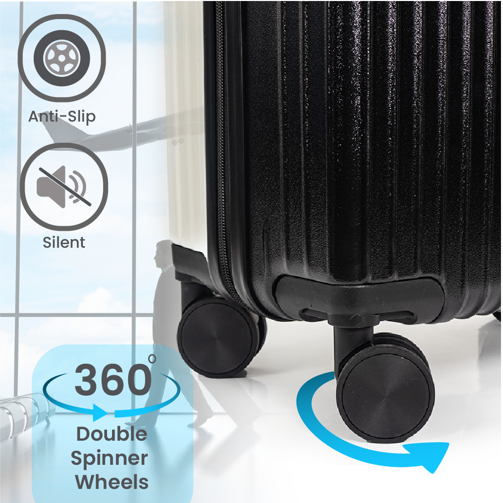 Dubai Hard Shell Carry-On Suitcase with Cosmetic Case - Black & White