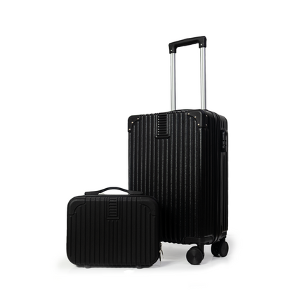 Dubai Hard Shell Carry-On Suitcase with Cosmetic Case - Jet Black