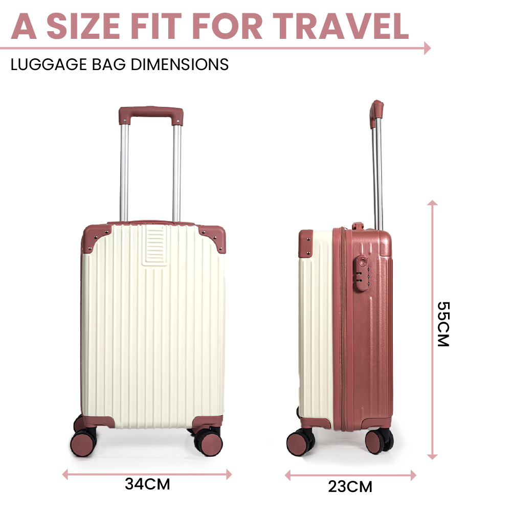 Dubai Hard Shell Carry-On Suitcase with Cosmetic Case - Rose Gold