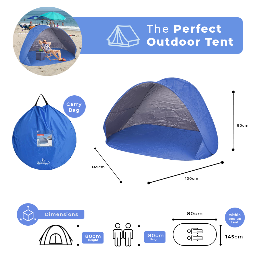 Beach Pop Up Tent UV 50+ for 2 People