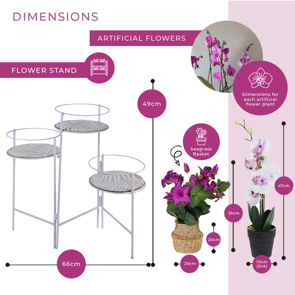 Flowerpot Holder Stand for 3 Plants - Metal - Foldable Design