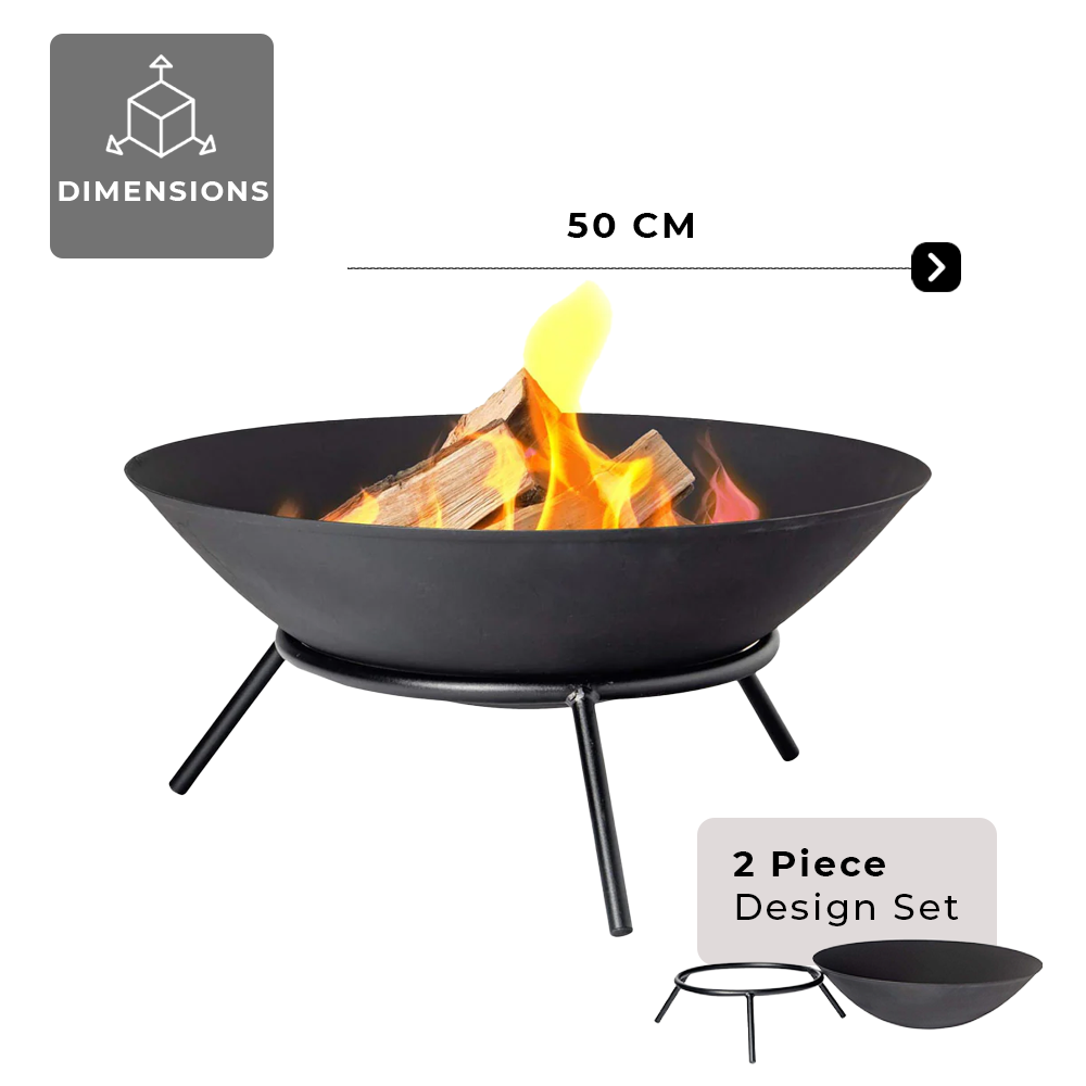 Charcoal Fire Bowl Pit - Cast Iron - 50cm
