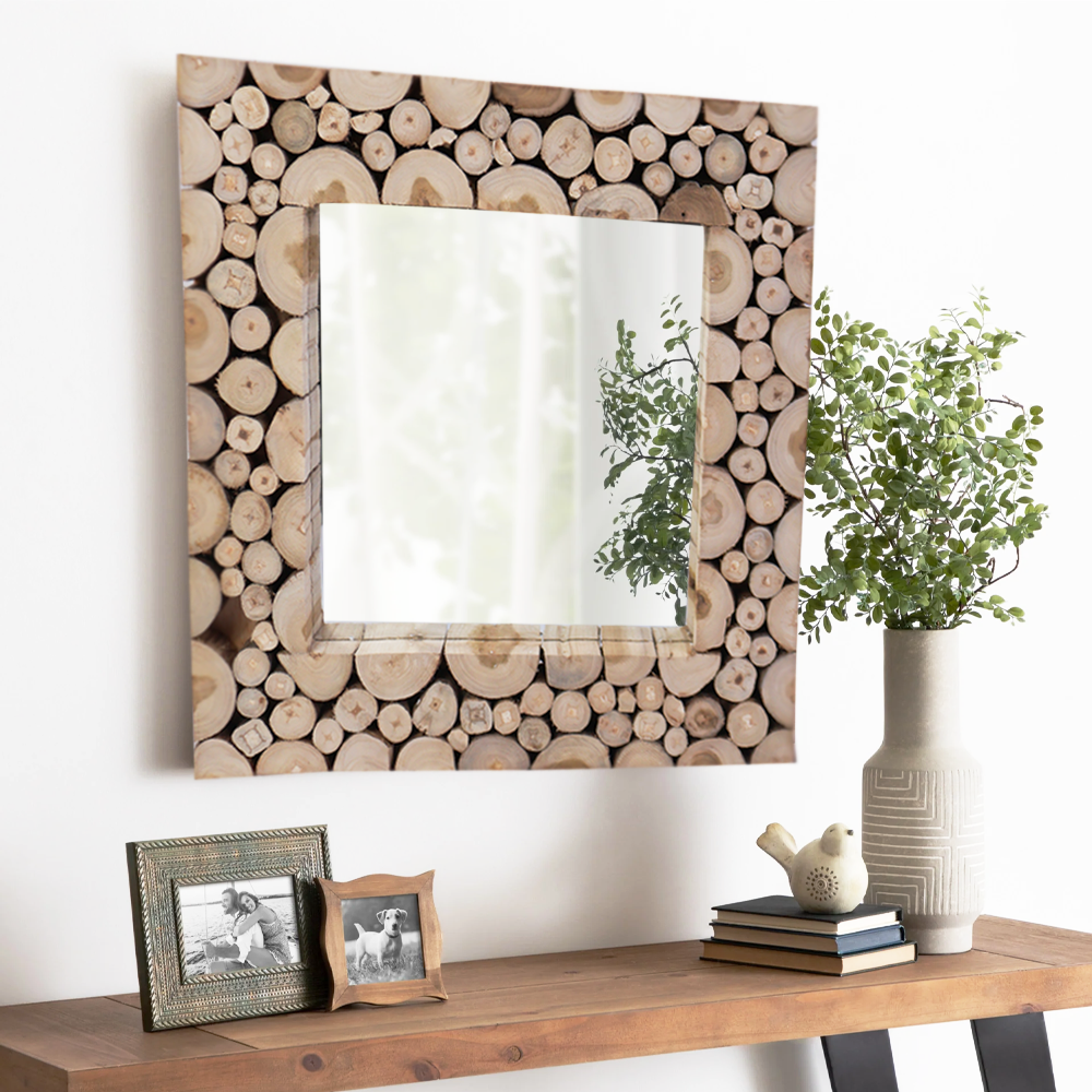 Natural Teak Mirror - Square