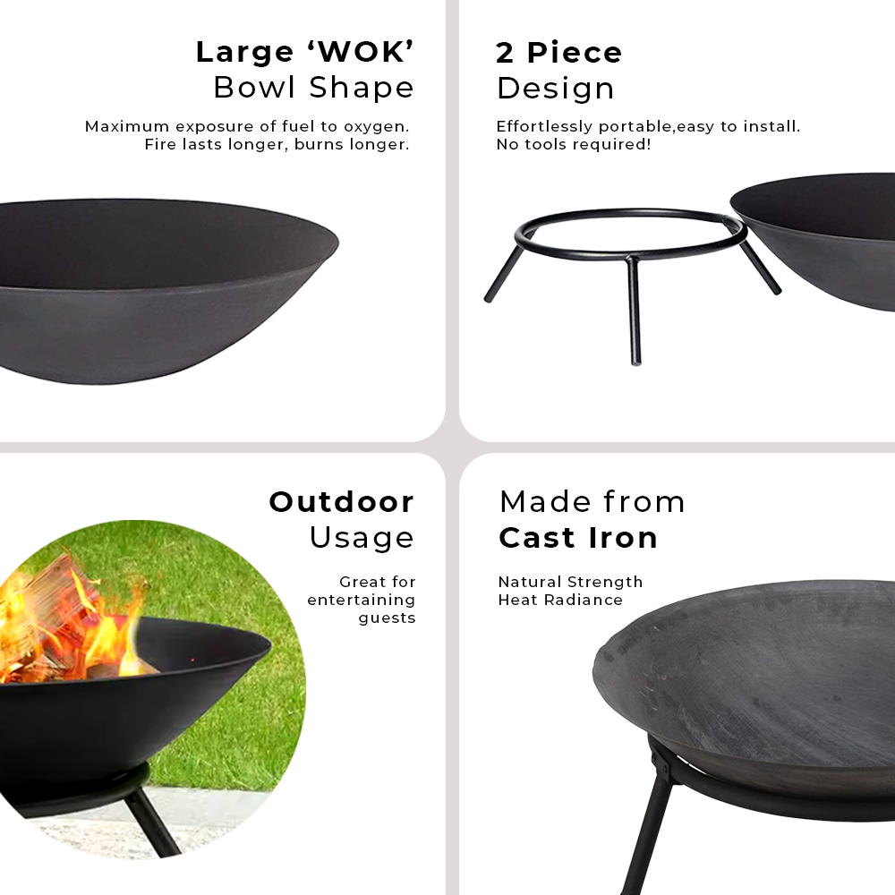 Charcoal Fire Bowl Pit - Cast Iron - 50cm
