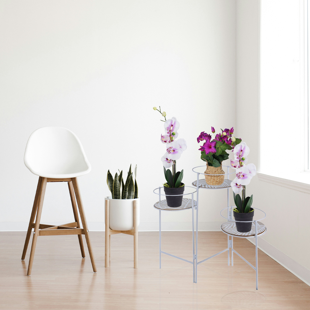 Flowerpot Holder Stand for 3 Plants - Metal - Foldable Design