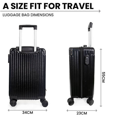 Dubai Hard Shell Carry-On Suitcase with Cosmetic Case - Jet Black