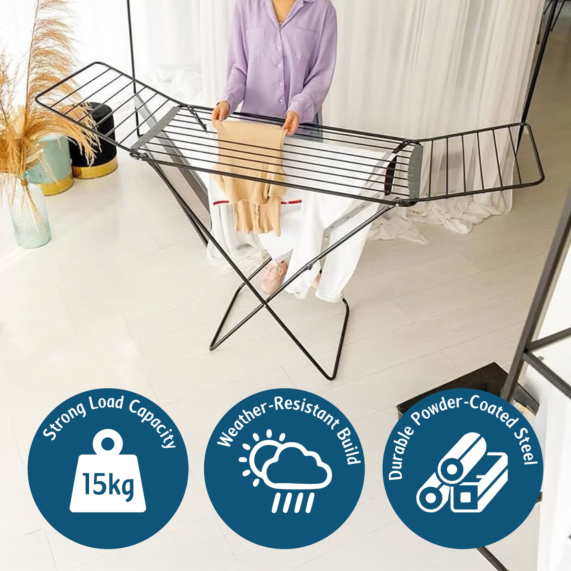 Foldable Clothes Drying Rack – 1.8m Drying Space Washing Line, Laundry Rack