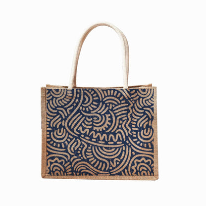 Assorted Print Reusable Jute Tote Bag | 300GSM, 18L