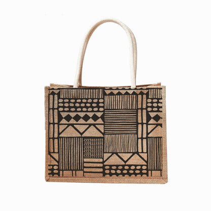 Assorted Print Reusable Jute Tote Bag | 300GSM, 18L