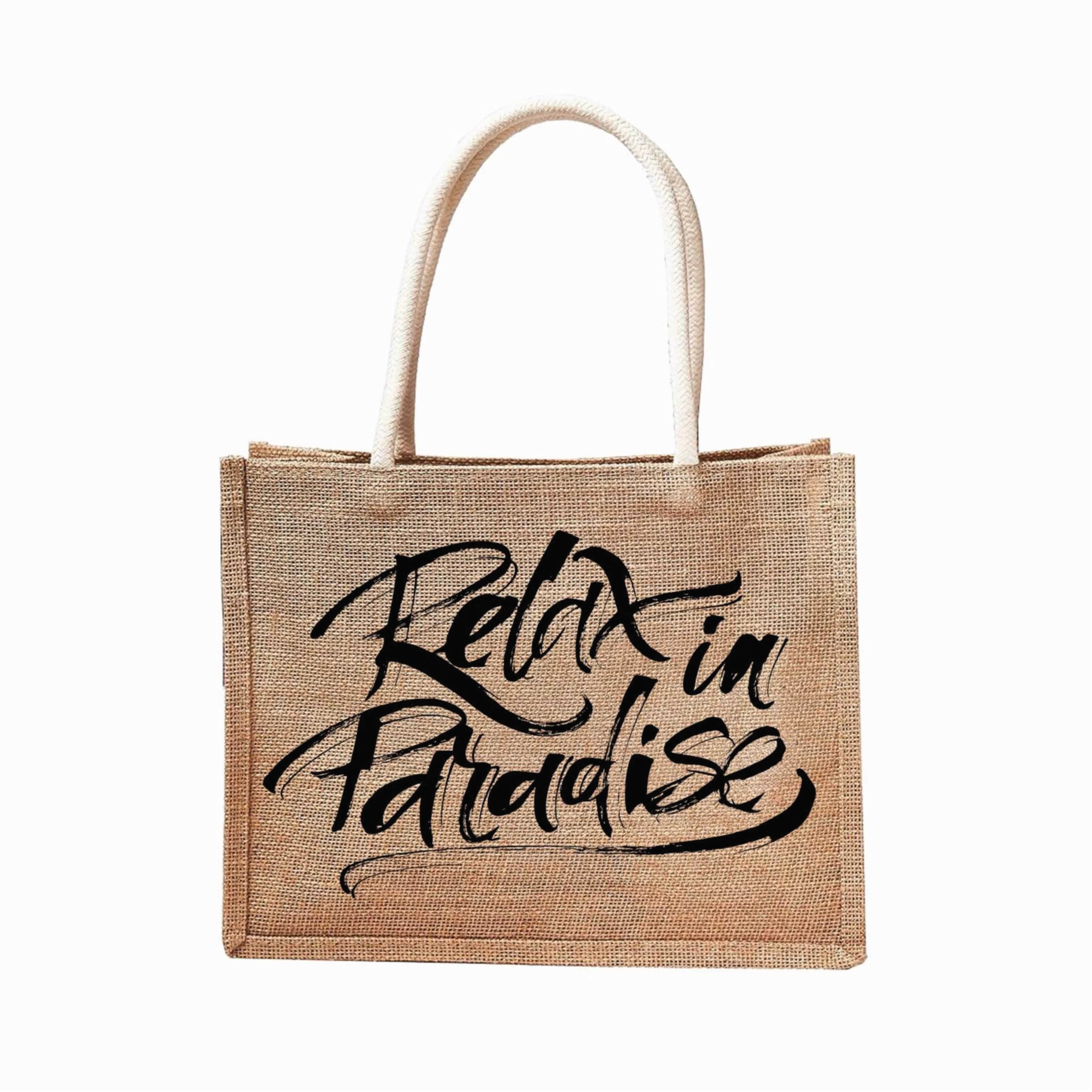 Graphic Phrases Reusable Jute Tote Bag | 300GSM, 18L