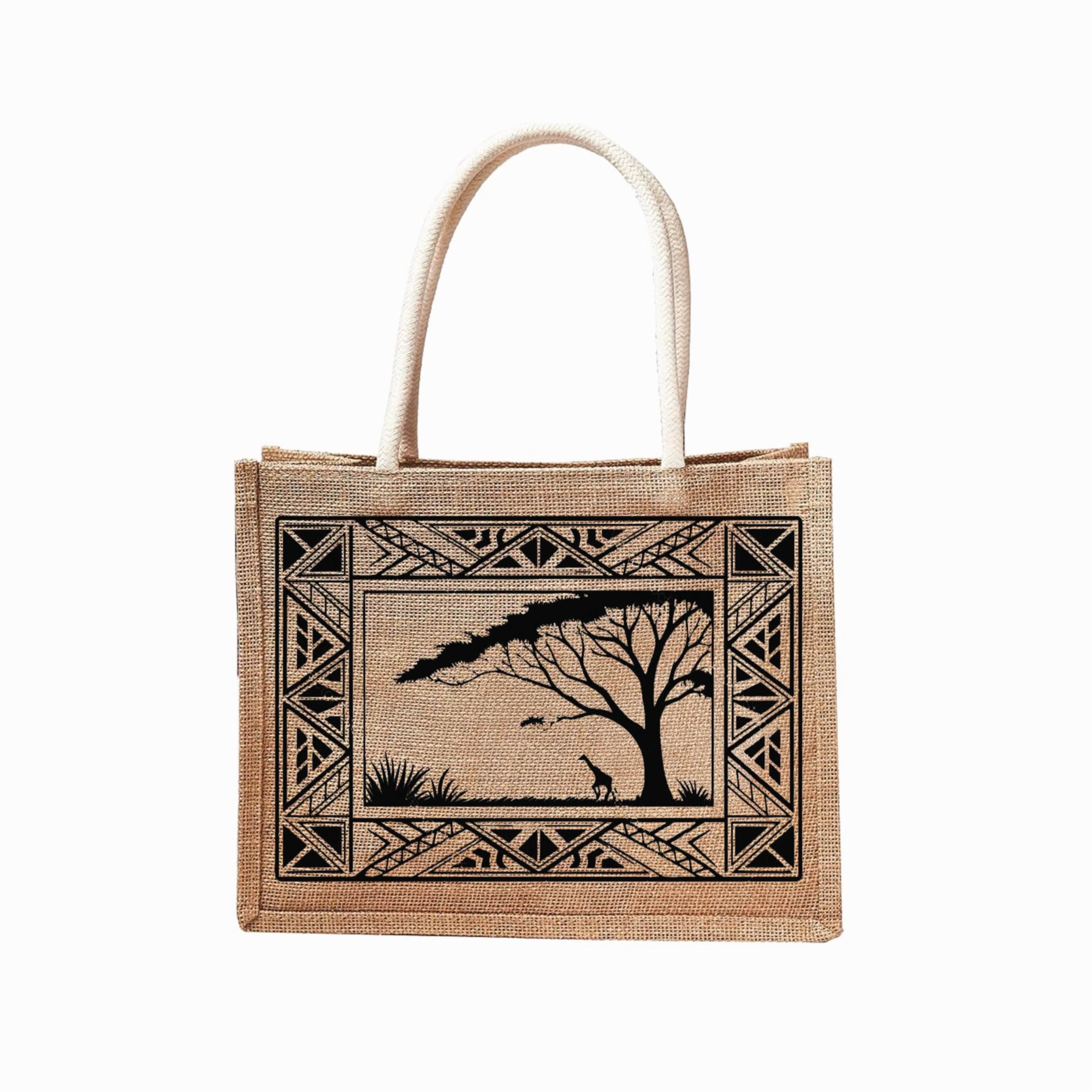 Savanna Print Reusable Jute Tote Bag | 300GSM, 18L