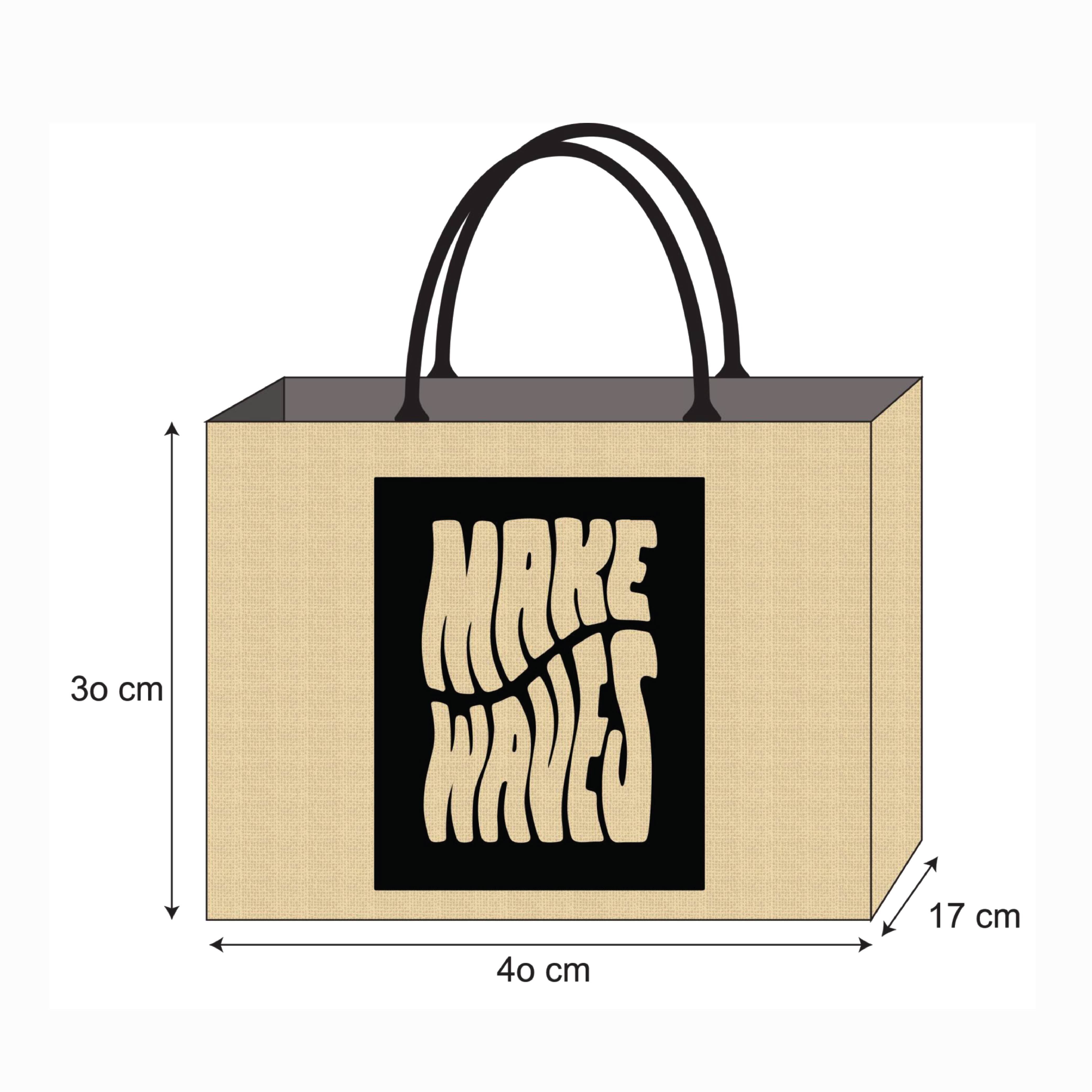Graphic Phrases Reusable Jute Tote Bag | 300GSM, 18L