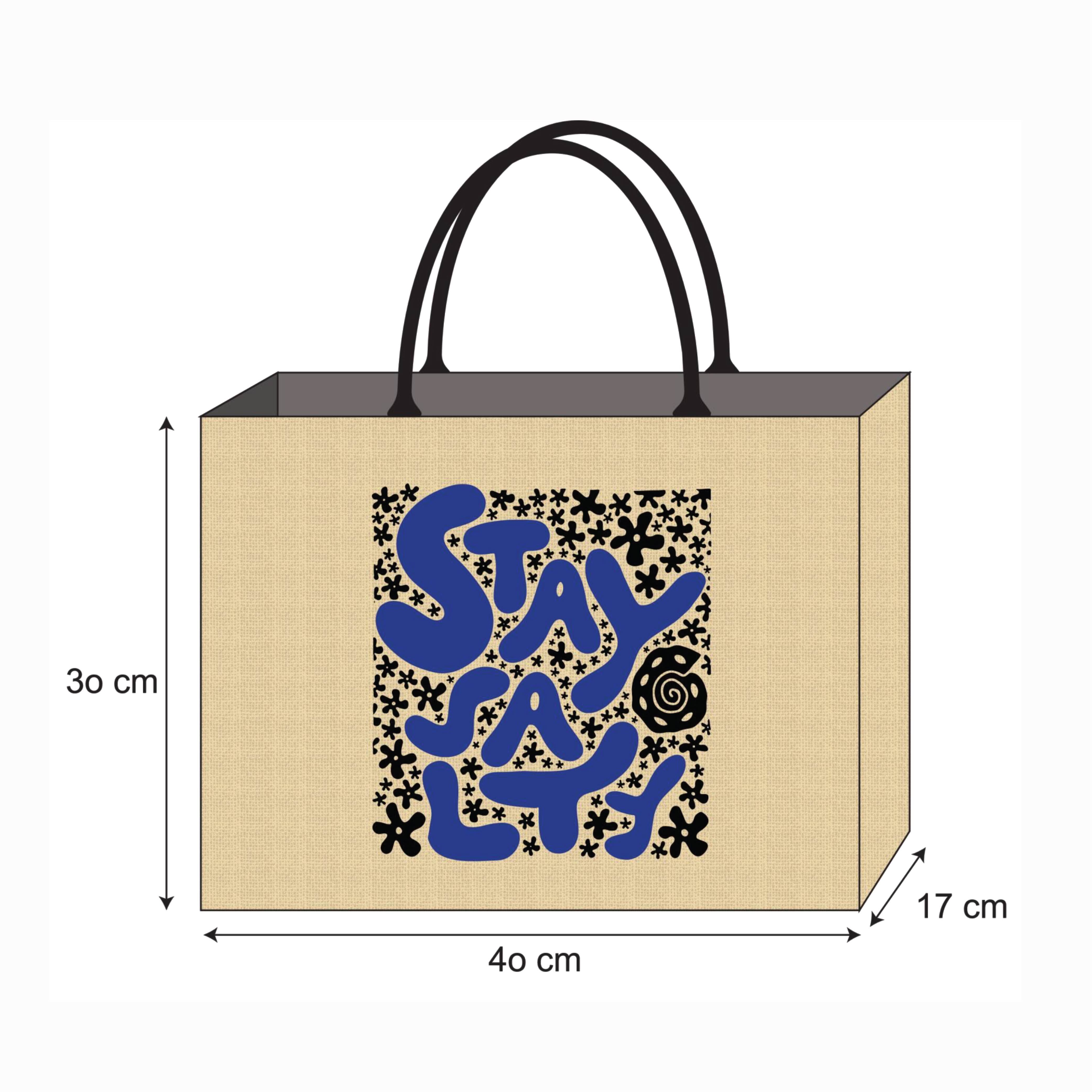 Graphic Phrases Reusable Jute Tote Bag | 300GSM, 18L