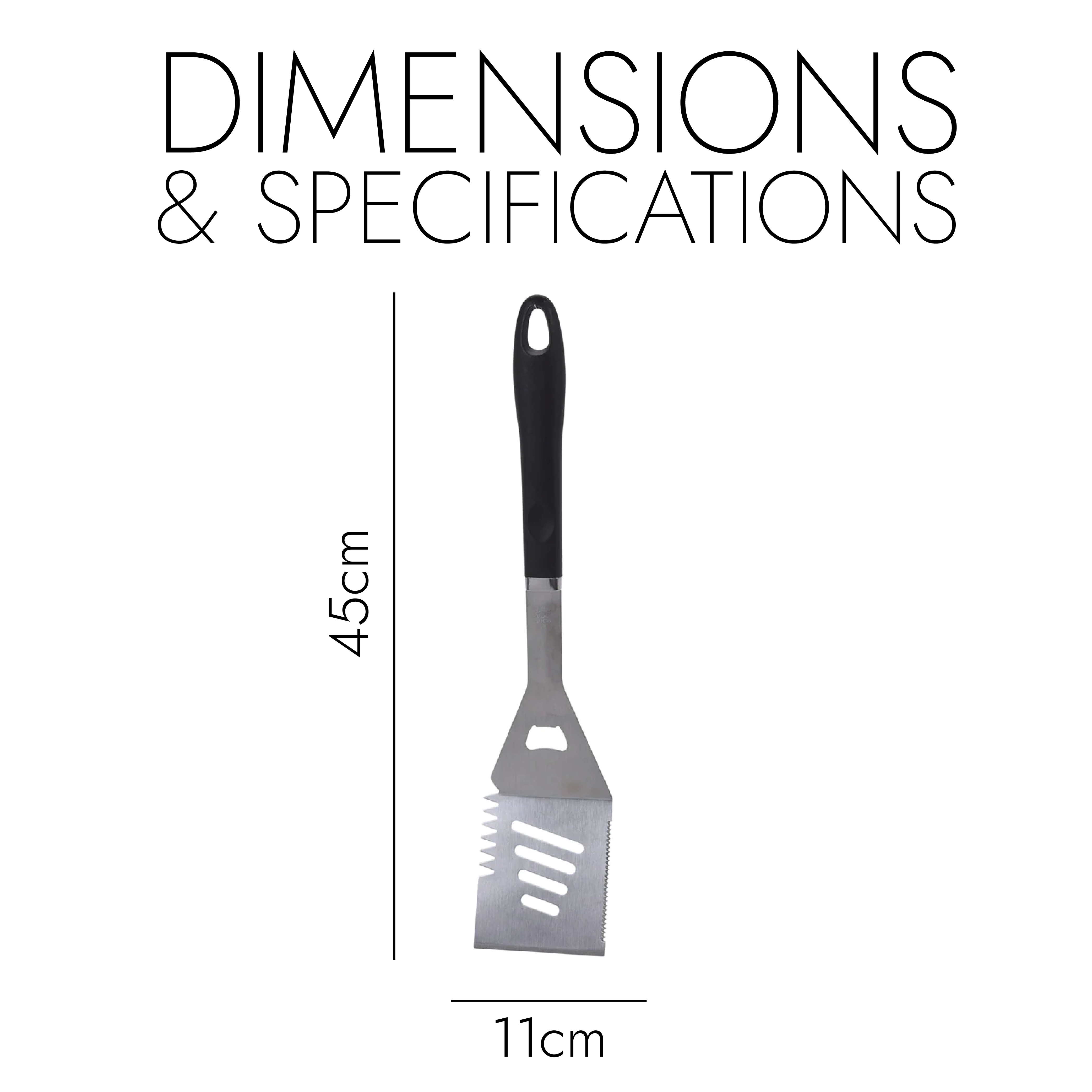 Braai Spatula with Dual Knives & Bottle Opener - Stainless Steel