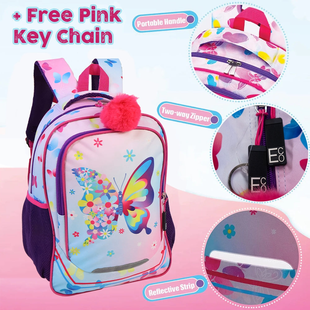 Junior Butterfly Backpack Set – 3-in-1 with Lunch & Pencil Bag