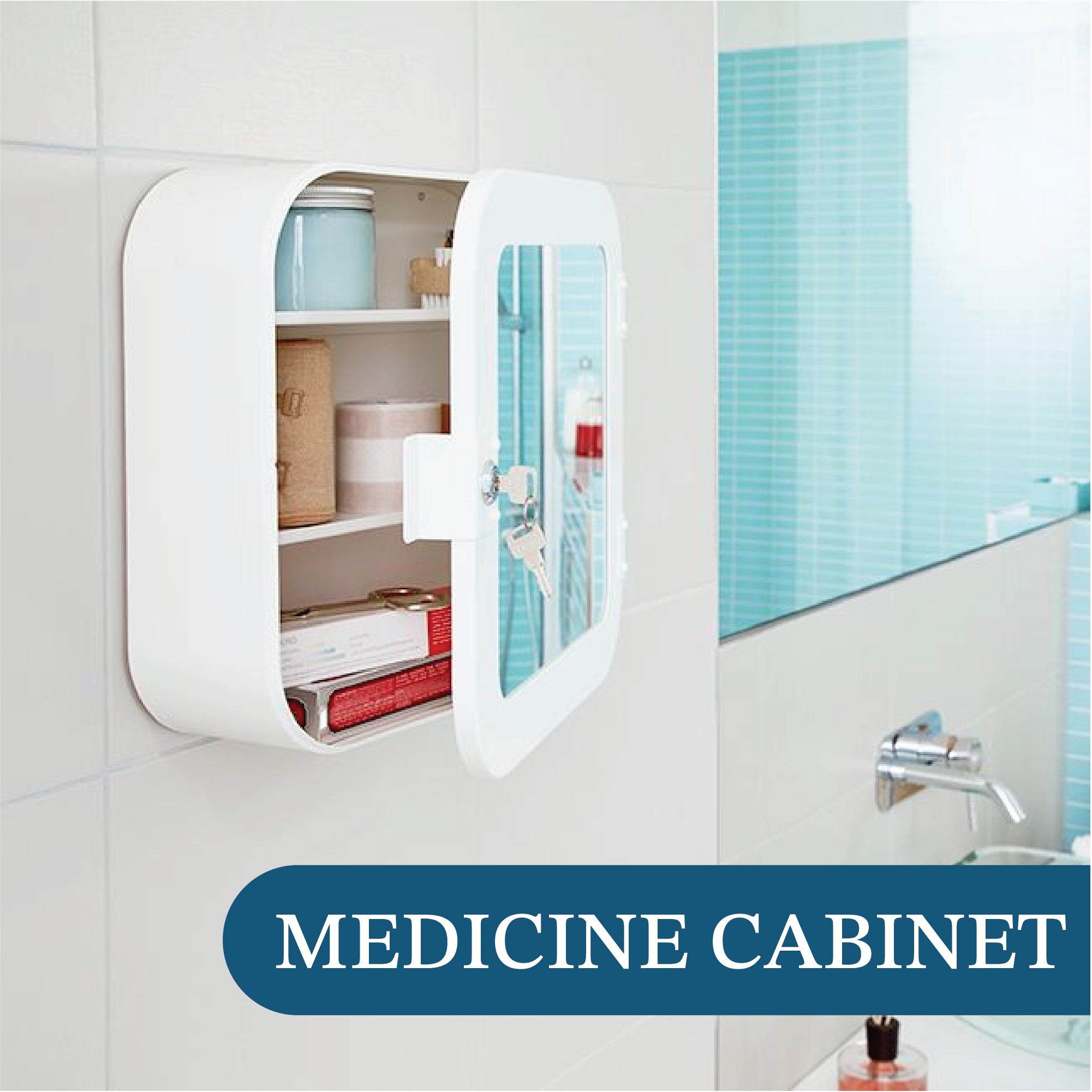 Medicine Cabinet with Mirror – 2 Colors - Storage Cabinet with Keys