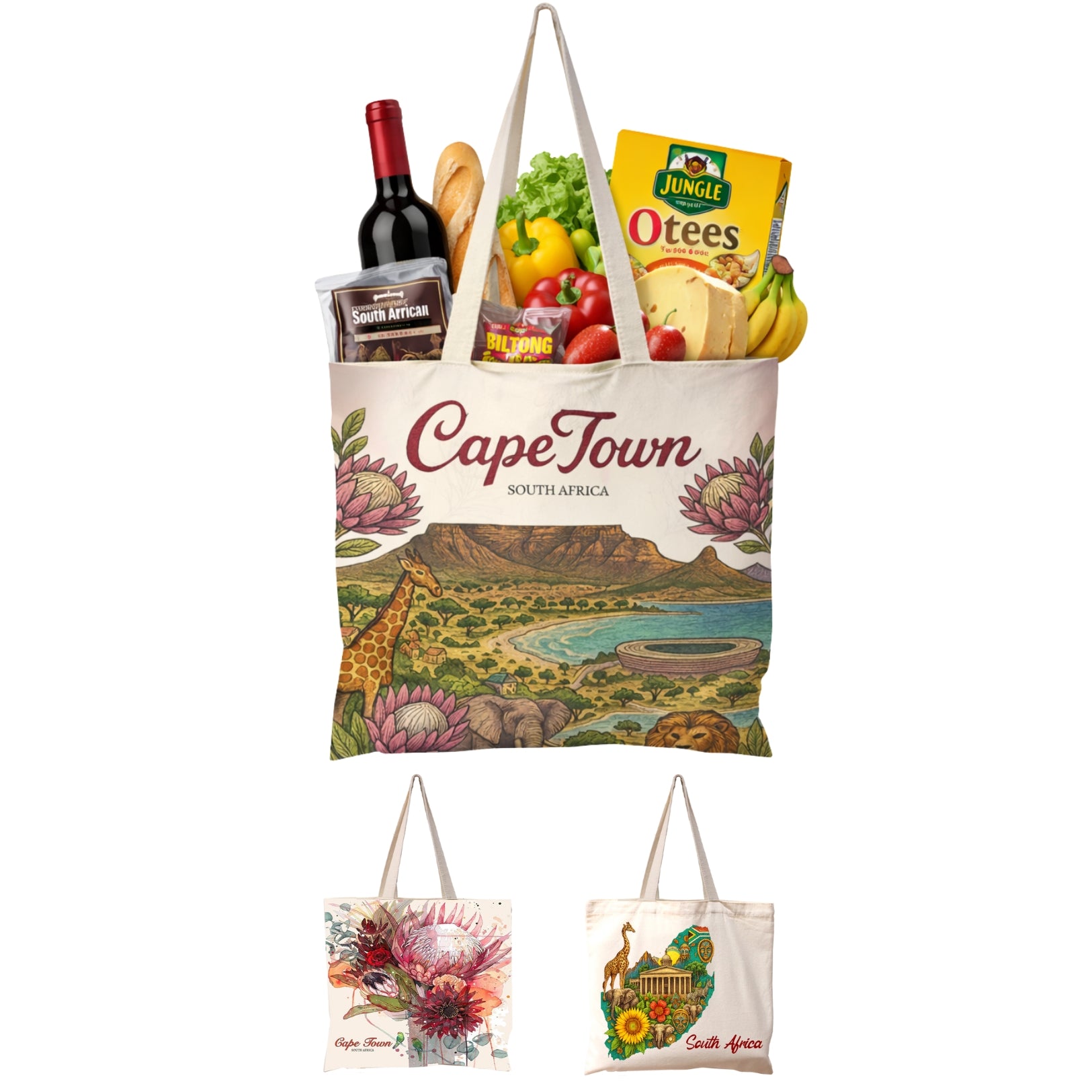 CAN02 - Cape Town Reusable Cotton Tote Bag | 270GSM, 18L