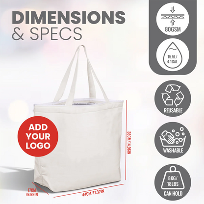 CAN-C03-CPT - Bolsa térmica reutilizable de lona de Ciudad del Cabo | 270 g/m², 27 l
