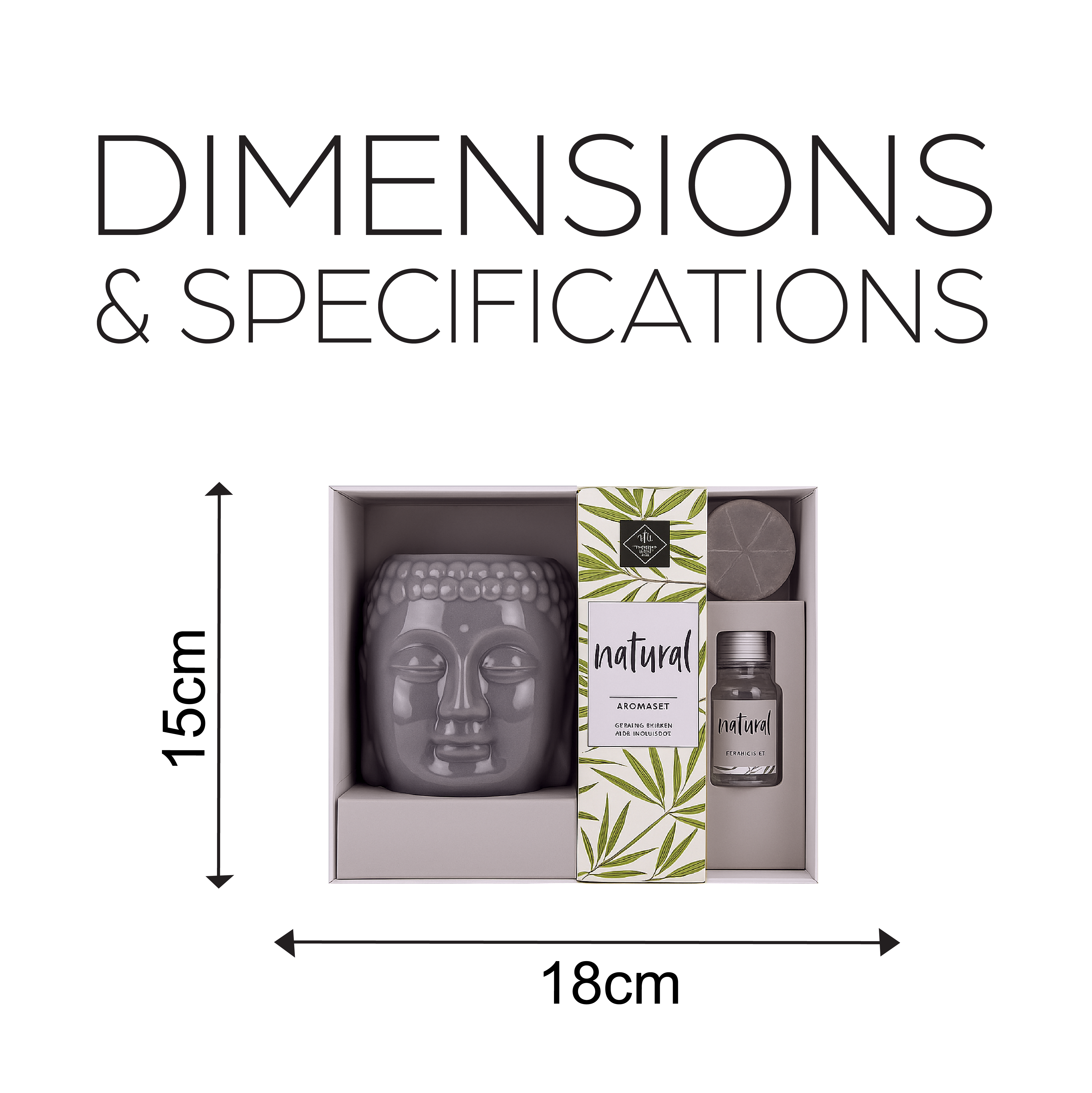 Fragrance Set with 2 Candles & 10ml Fragrance Bottle - Buddha Design
