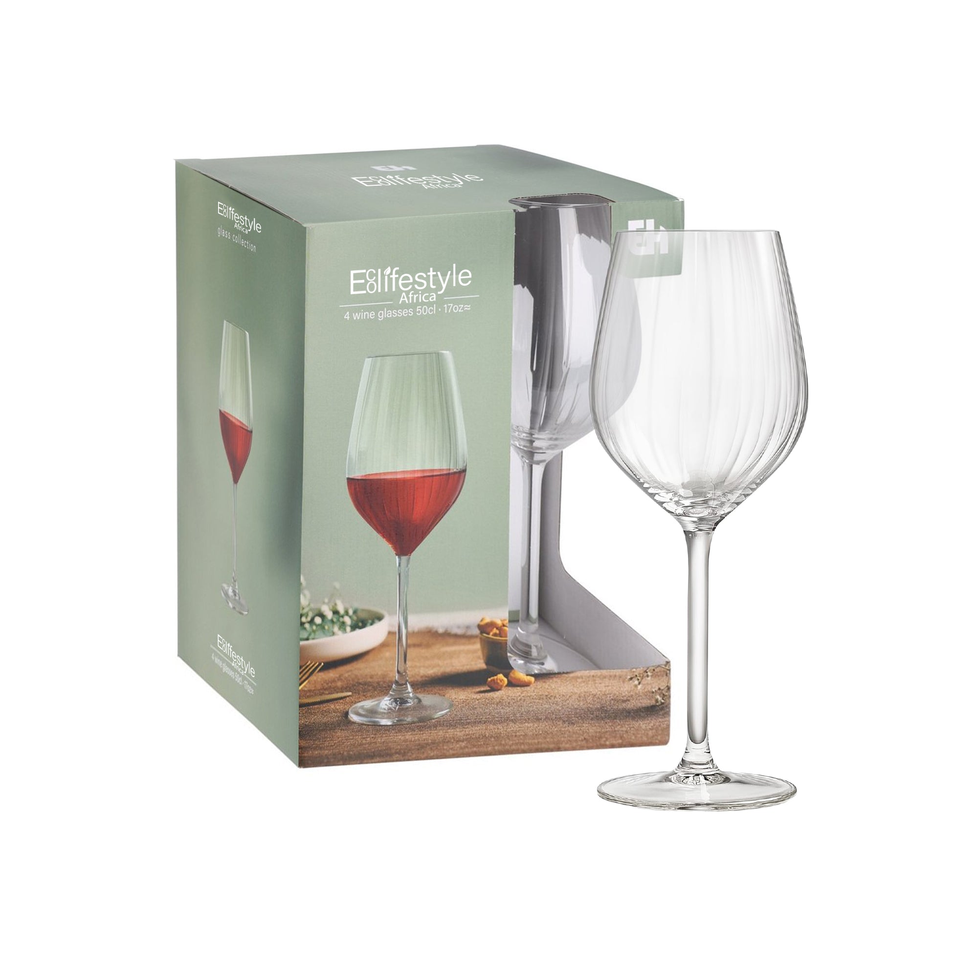 Copas de vino tinto y blanco a rayas premium (juego de 4 x 500 ml) 