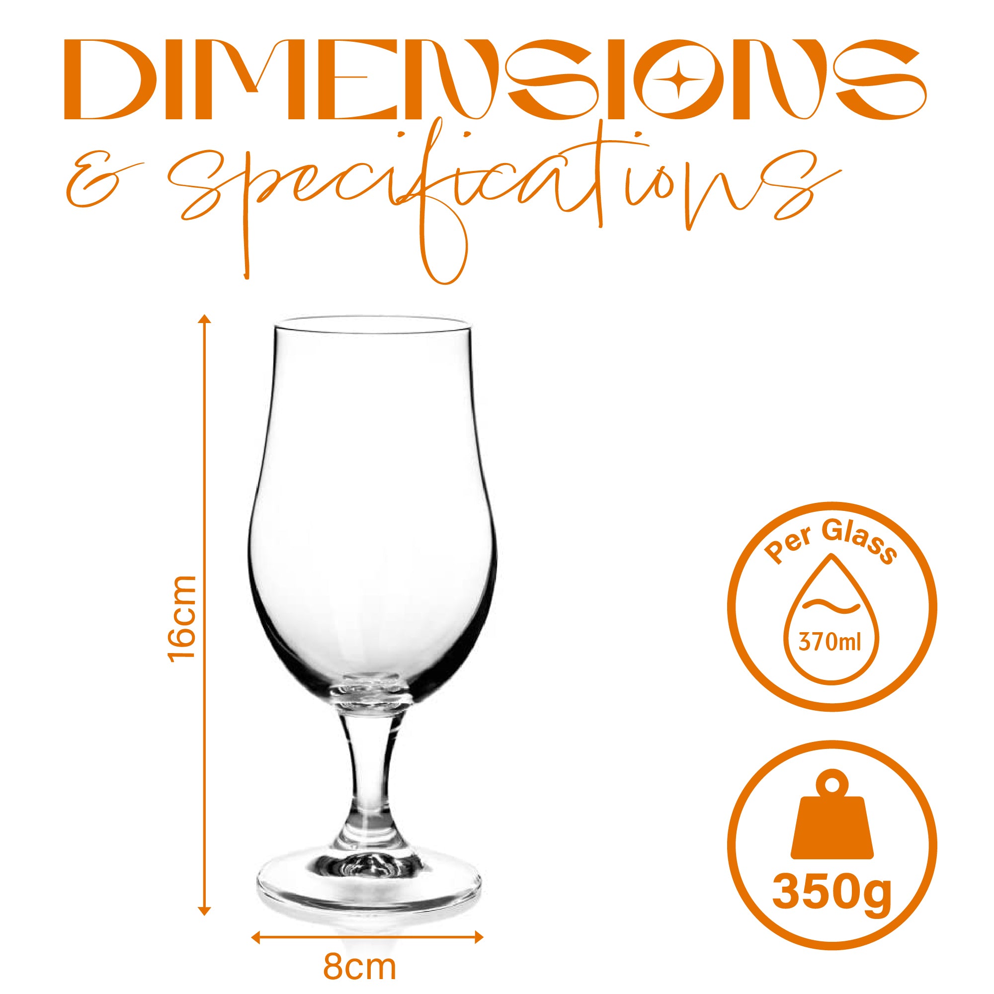 Premium Tulip Beer Glasses Set of 4 x 370ml