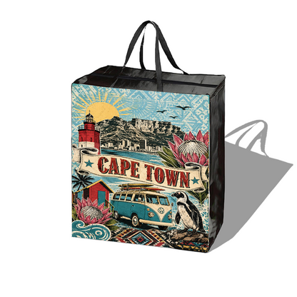 Bolsa de compras laminada reutilizable con cremallera | 120GSM, 35L