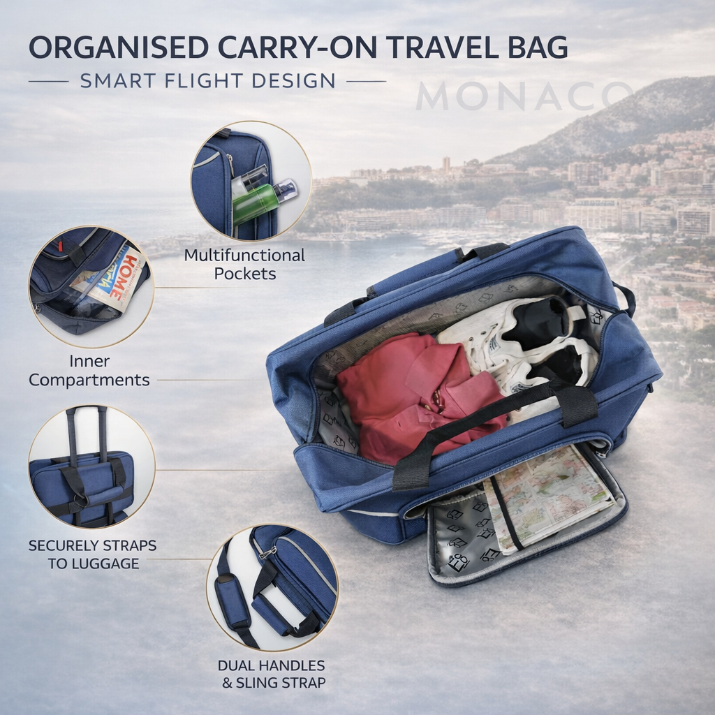 Monaco Soft Luggage Set of 4 Pieces - Navy Blue
