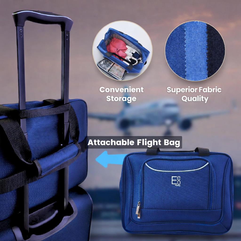 Monaco Soft Luggage Set of 4 Pieces - Navy Blue