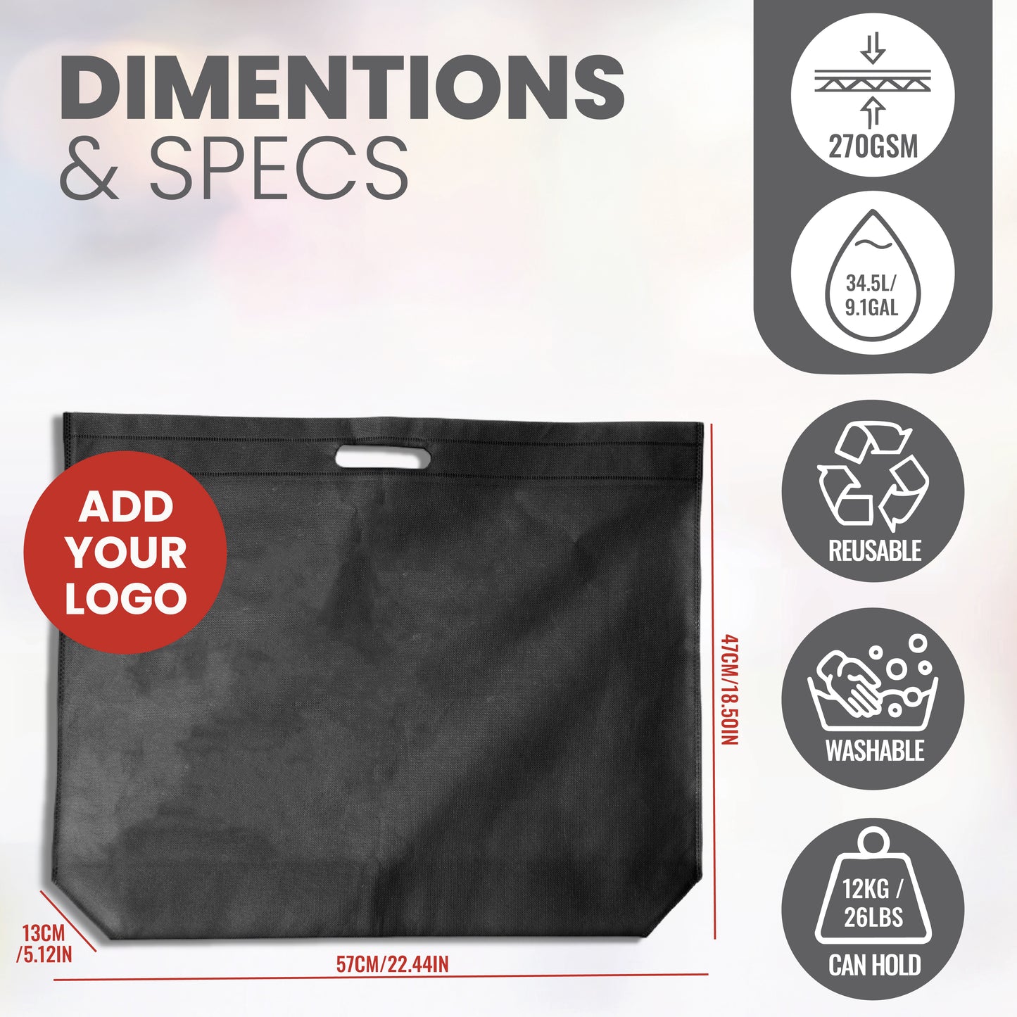 DSC01-L - Large Reusable Non-Woven Die Cut Shopping Bag | 70GSM, 35L