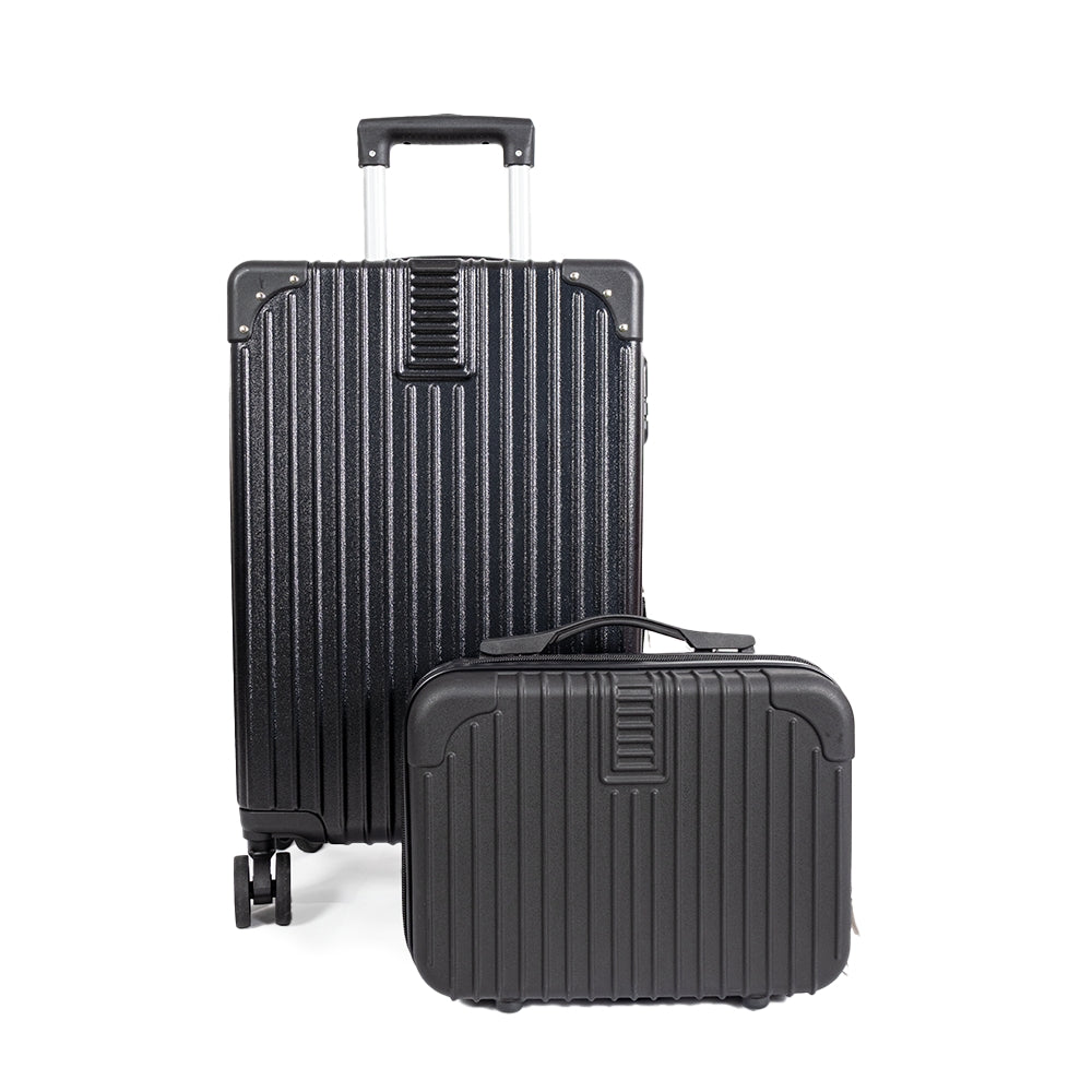 Dubai Hard Shell Carry-On Suitcase with Cosmetic Case - Jet Black