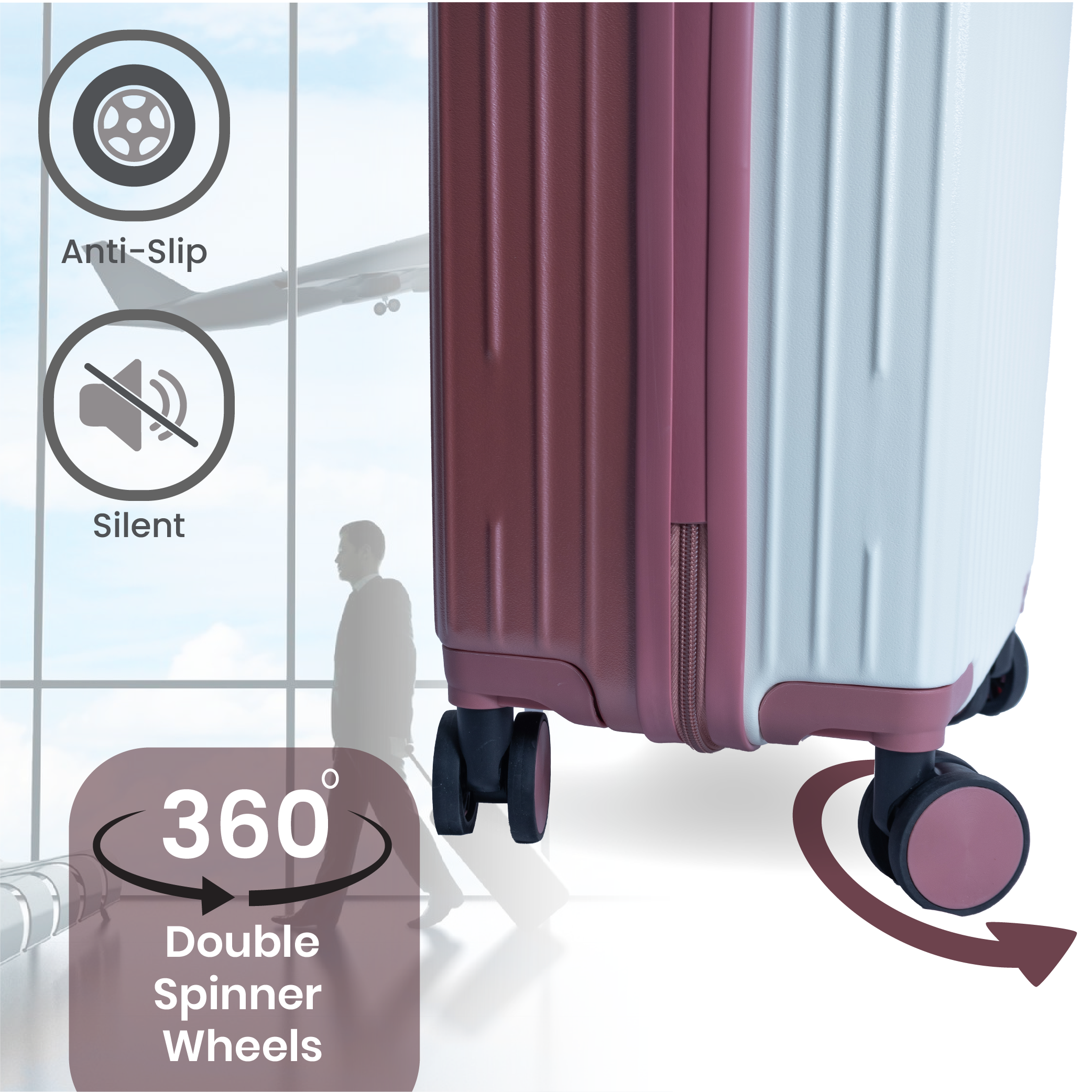 Dubai Hard Shell Carry-On Suitcase with Cosmetic Case - Rose Gold
