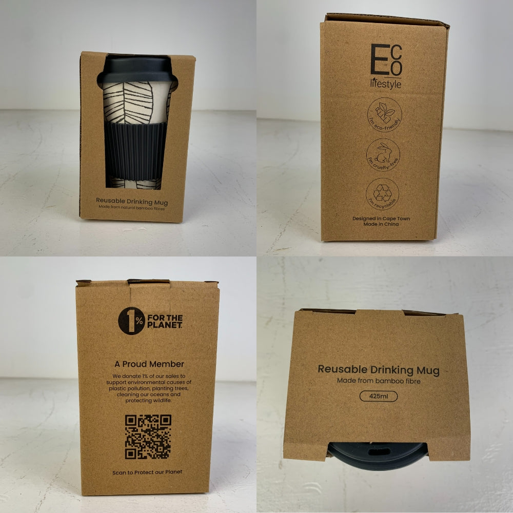 Eco-Friendly Bamboo Coffee Mug with Silicone Lid and Heat Grip - 425ml
