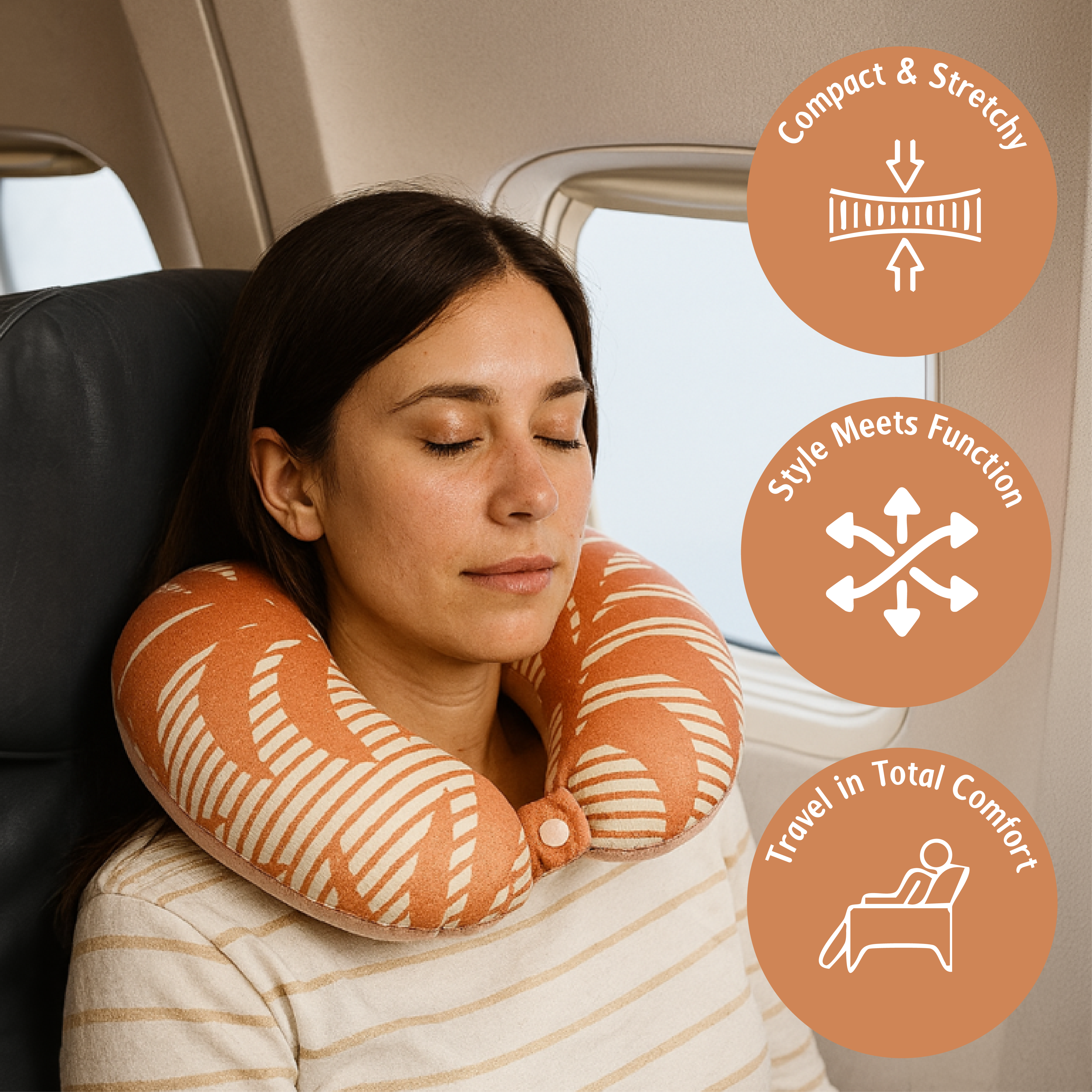 Neck Pillow with Leaf Print Design - Neoprene and Fleece Material