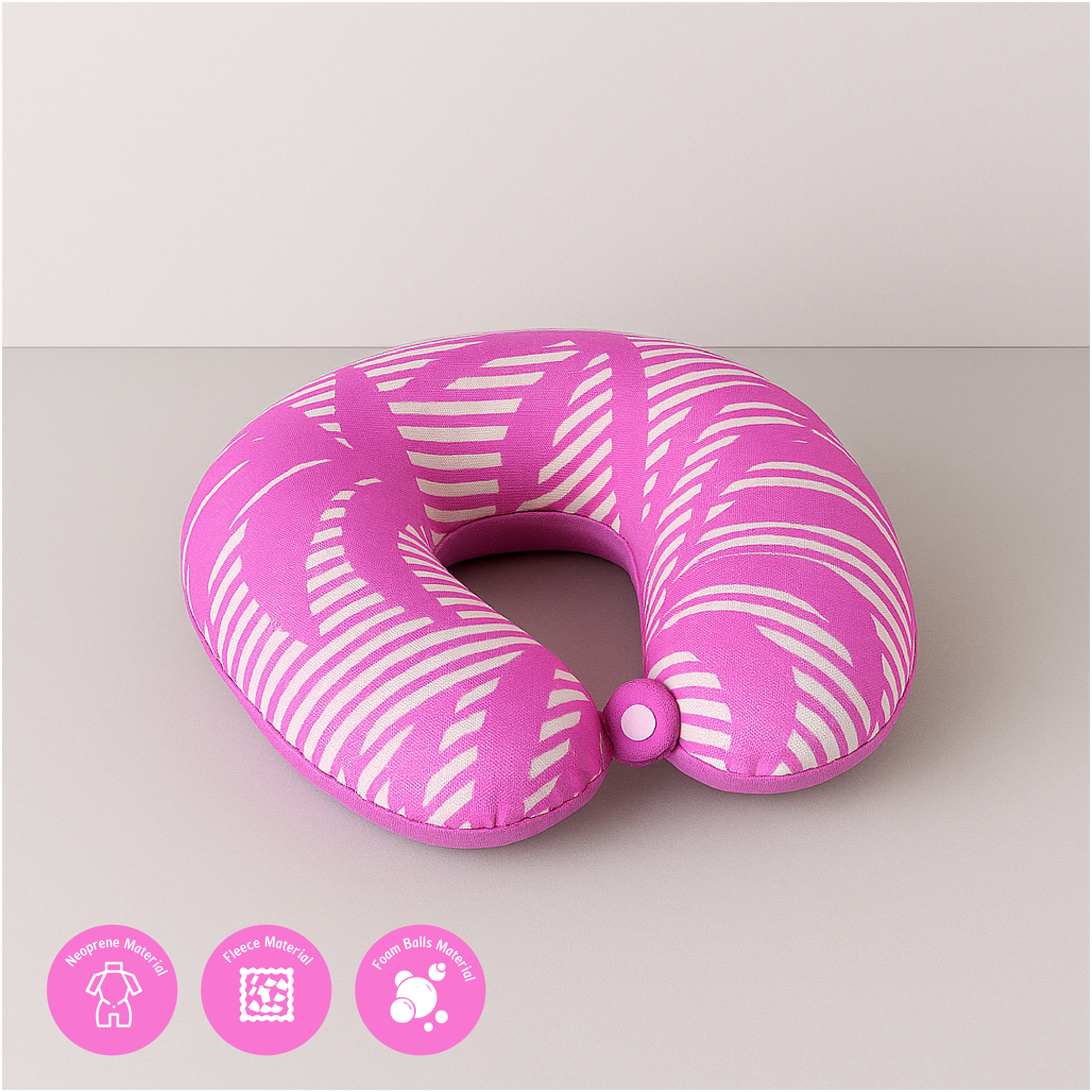 Neck Pillow with Leaf Print Design - Neoprene and Fleece Material