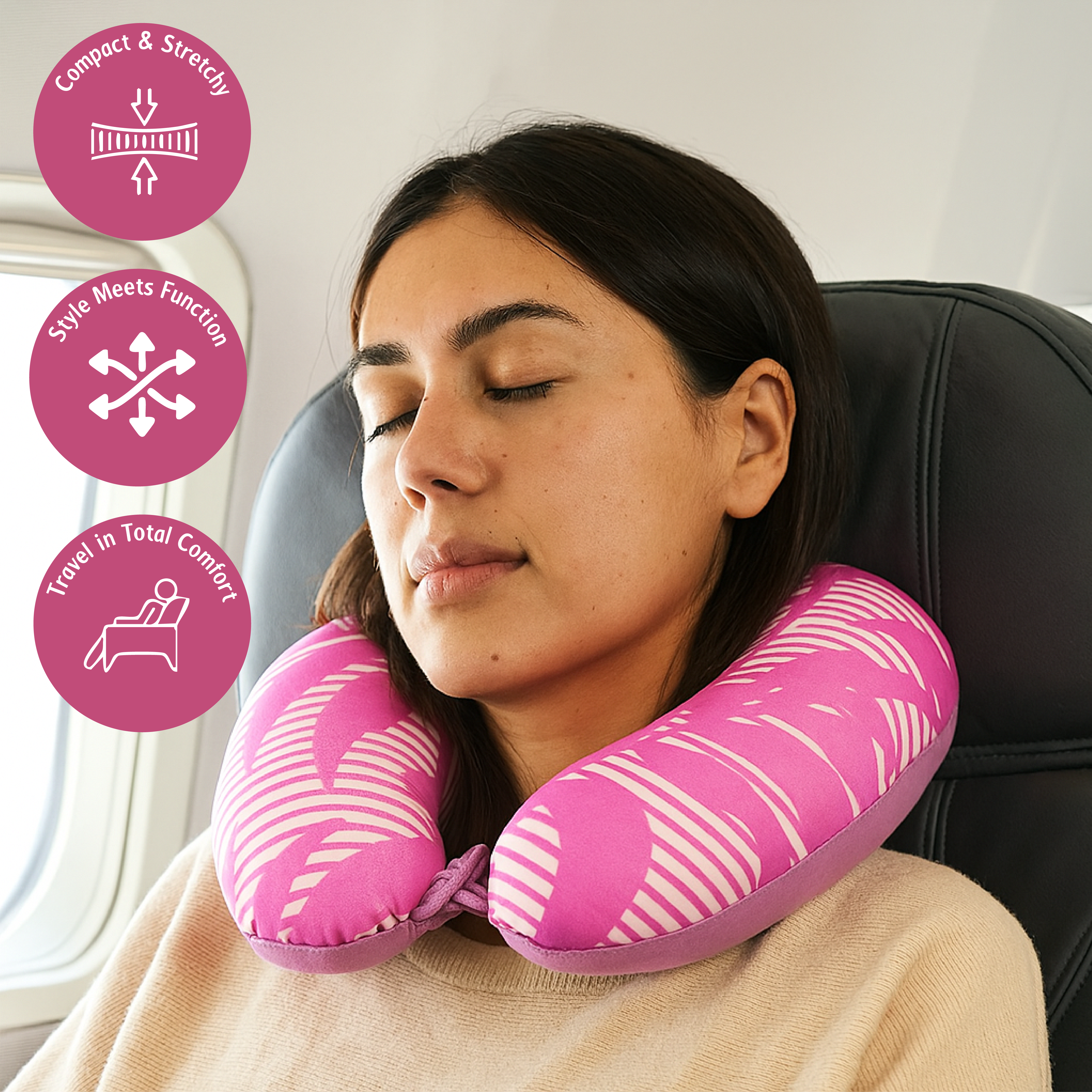 Neck Pillow with Leaf Print Design - Neoprene and Fleece Material