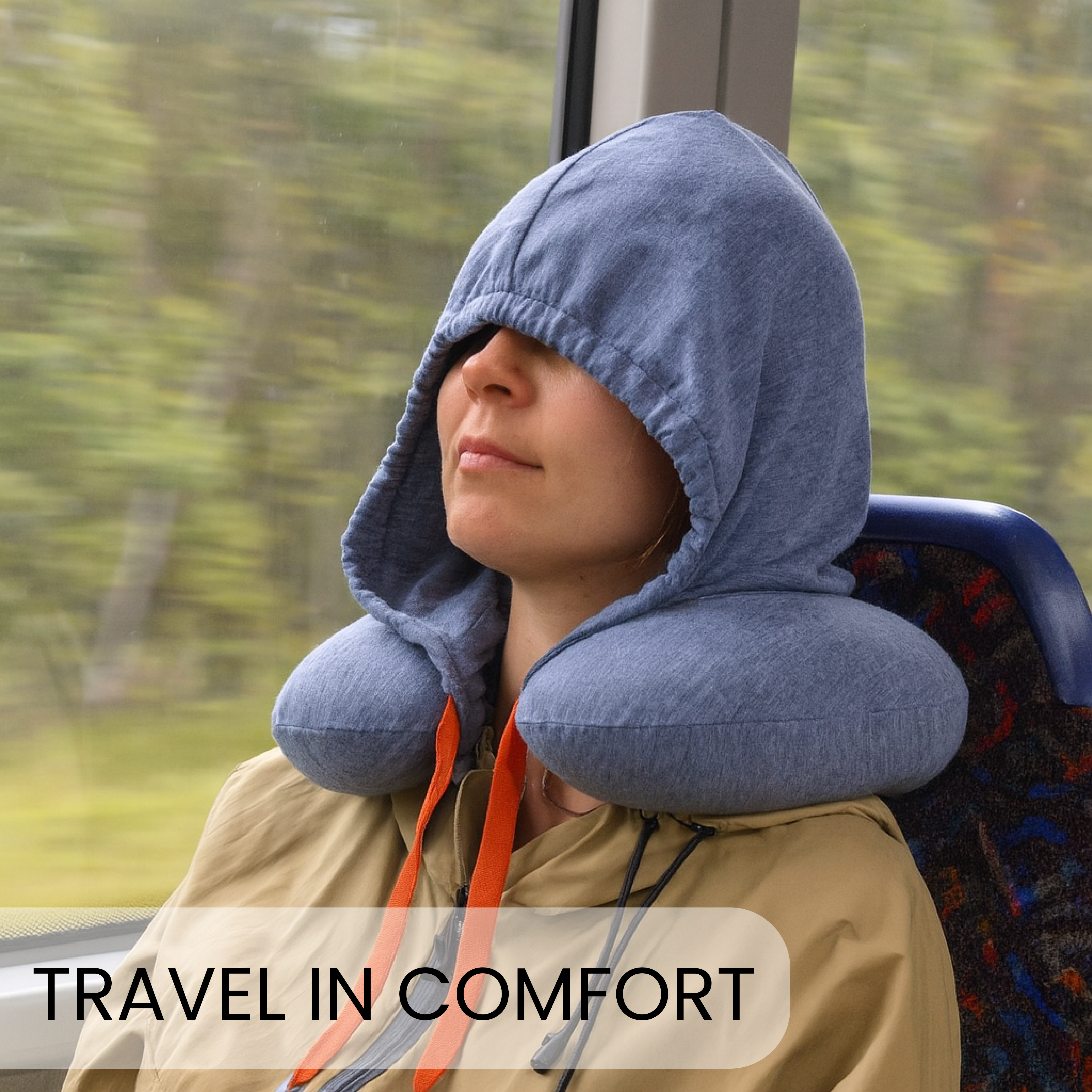 Neck Pillow with Drawstring Hood