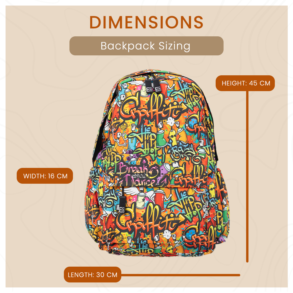Graffiti Backpack | Colourful Urban School Bag with Street Art Design