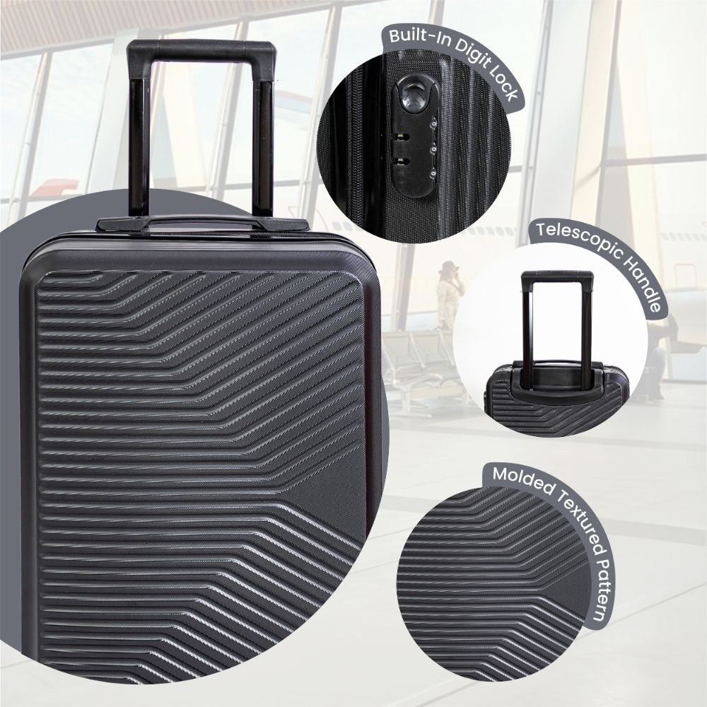 Miami Hard Shell Carry-On Suitcase with 360 Spinner Wheels – Black