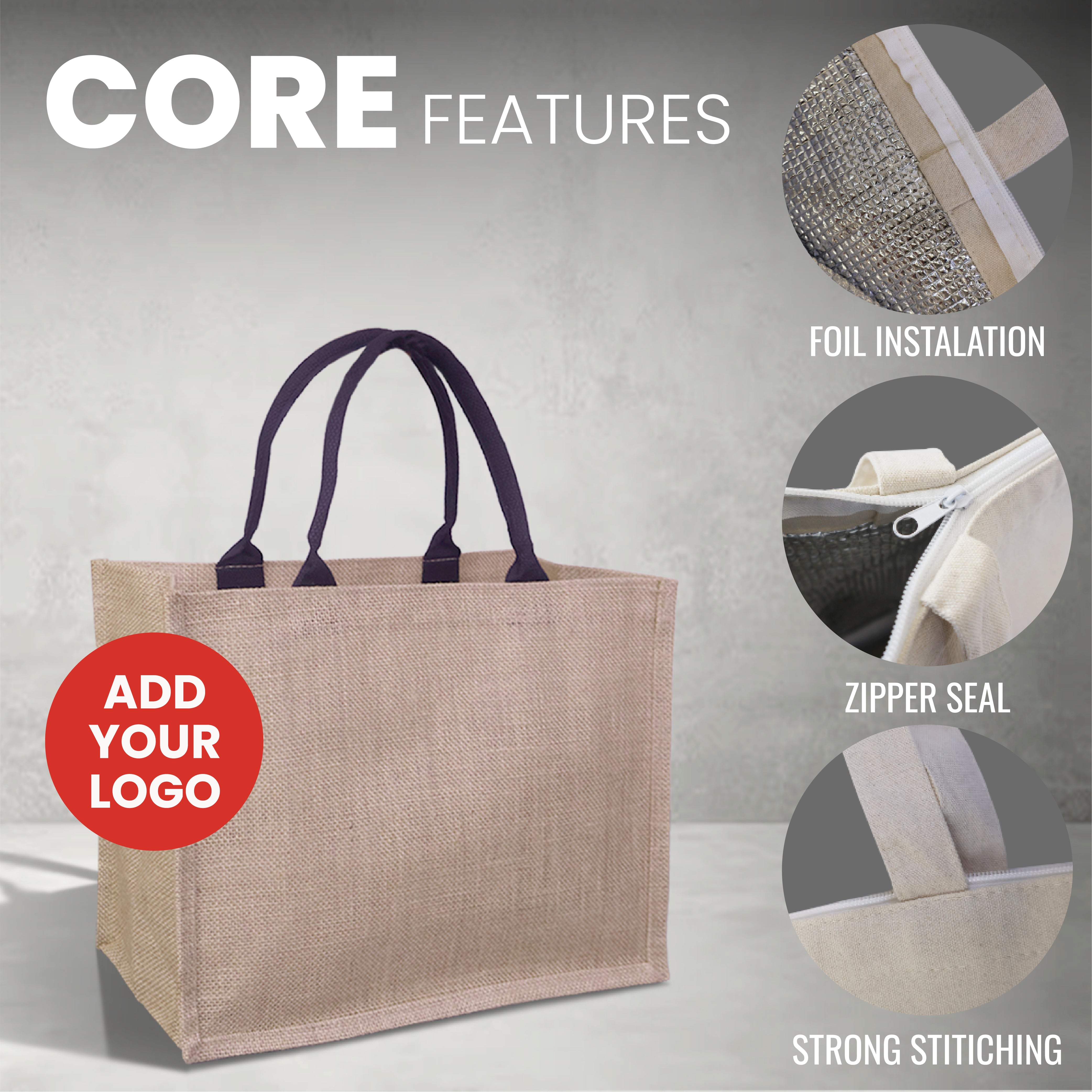 Plain Reusable Jute Tote Bag | 300GSM, 18L