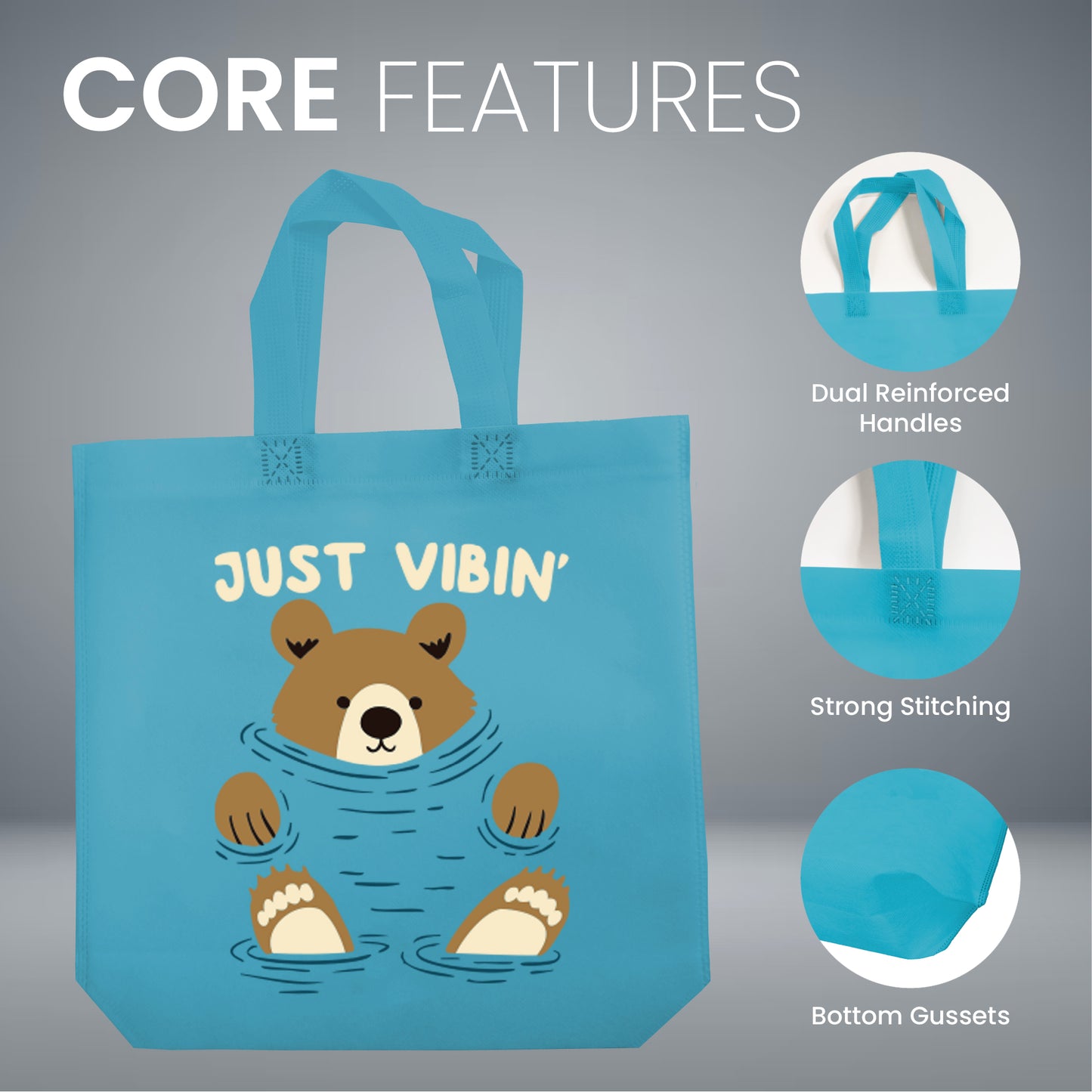 KNB - Kids Blue & Green Reusable Non-Woven Shopping Bag | 120GSM, 15L